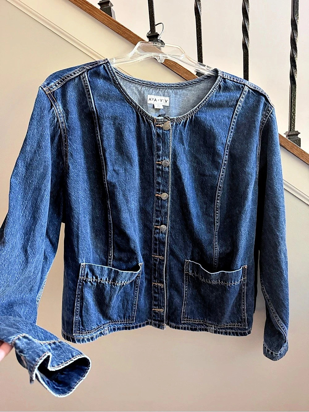 Ava & Viv Front Button-Down Jean Jacket Blue 3X